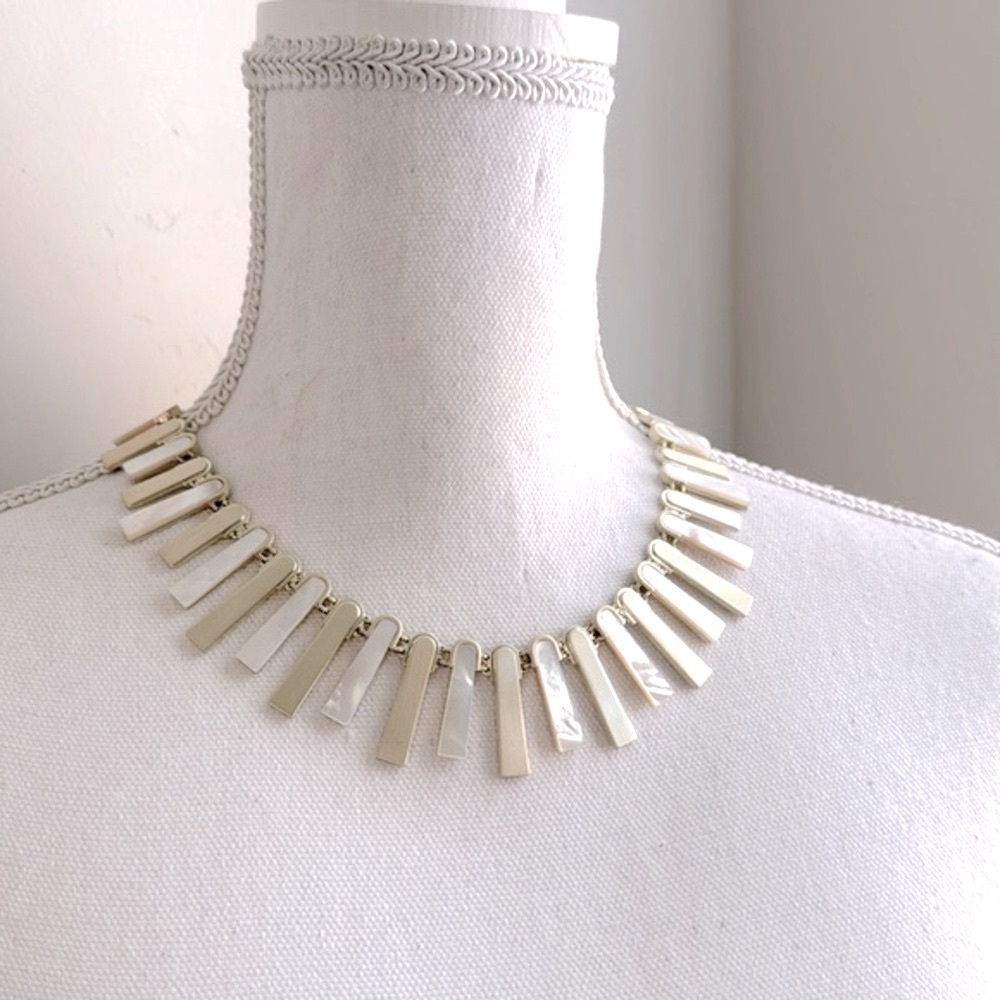 Kendra Scott Chet Collar Statement Necklace Gold Mother of Pearl